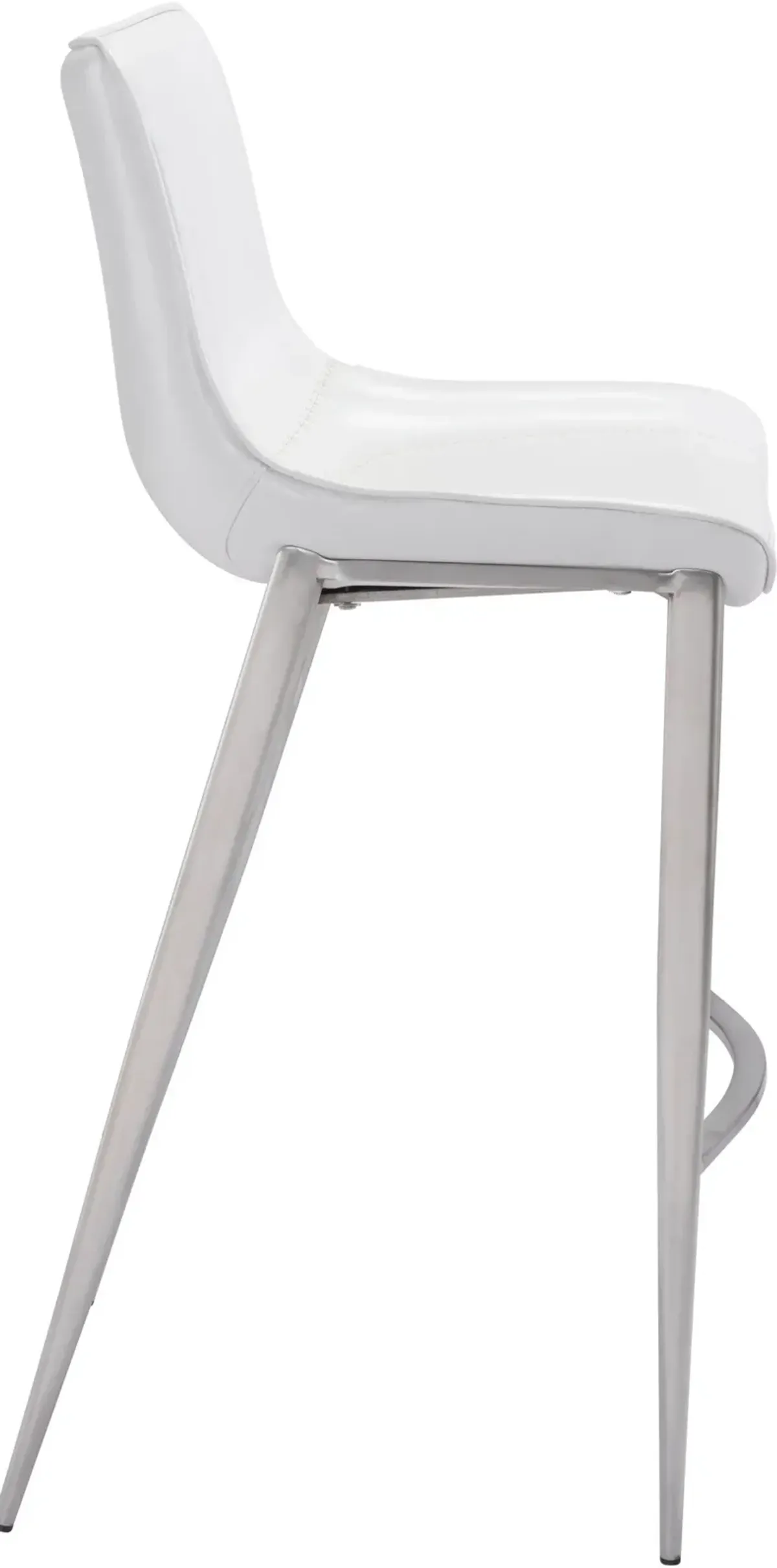 Millie Set of 2 Bar Stools - White/Silver