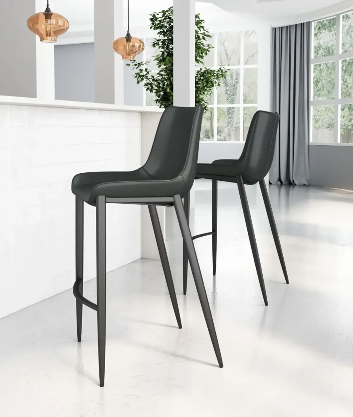 Millie Set of 2 Bar Stools - Black