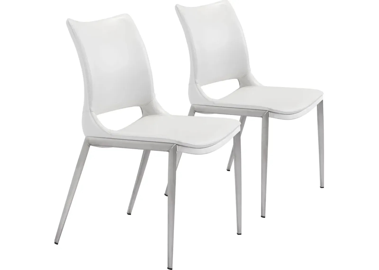 Granger Set of 2 Dining Chairs - White/Silver