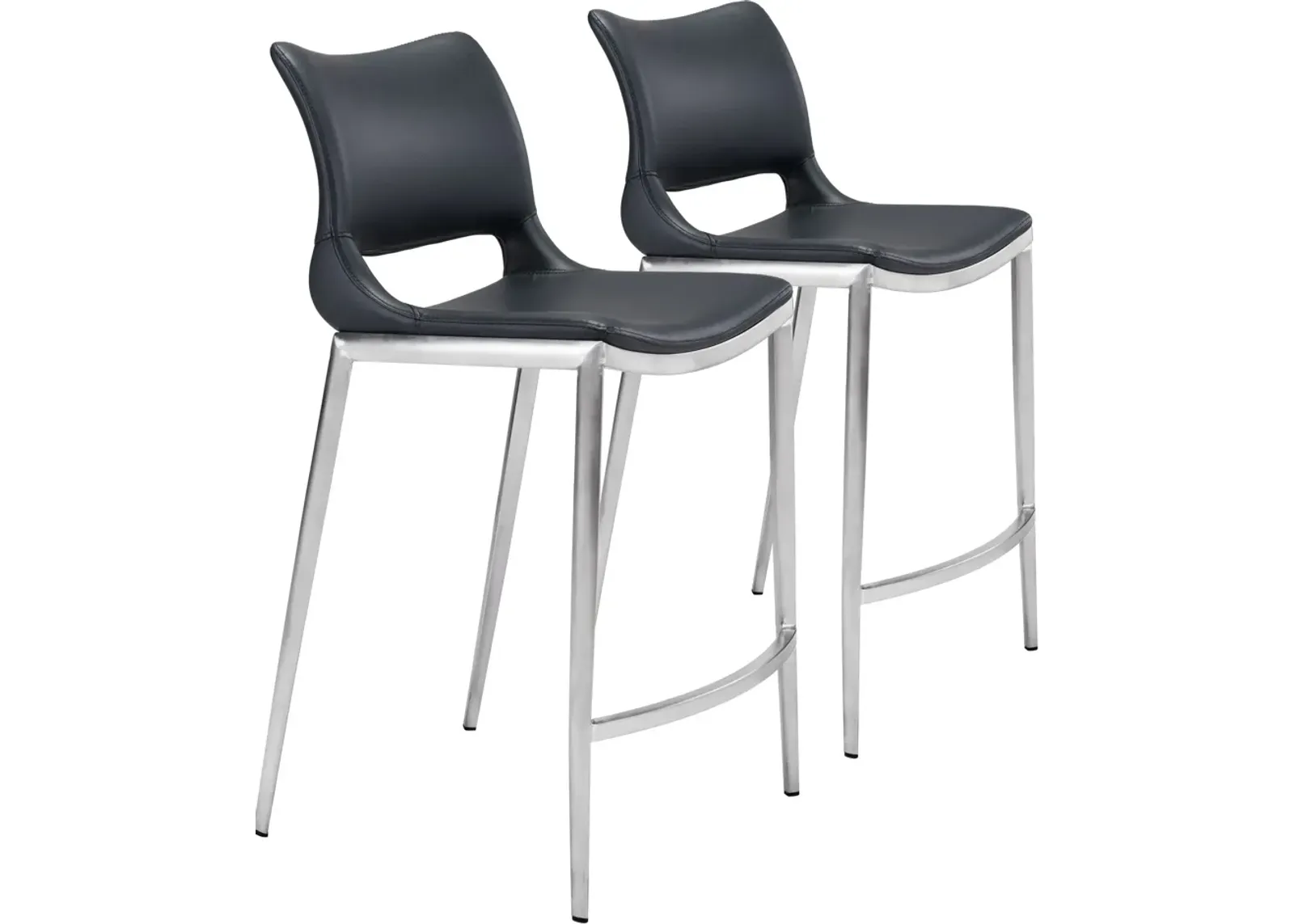 Granger Set of 2 Counter-Height Stools - Black/Silver