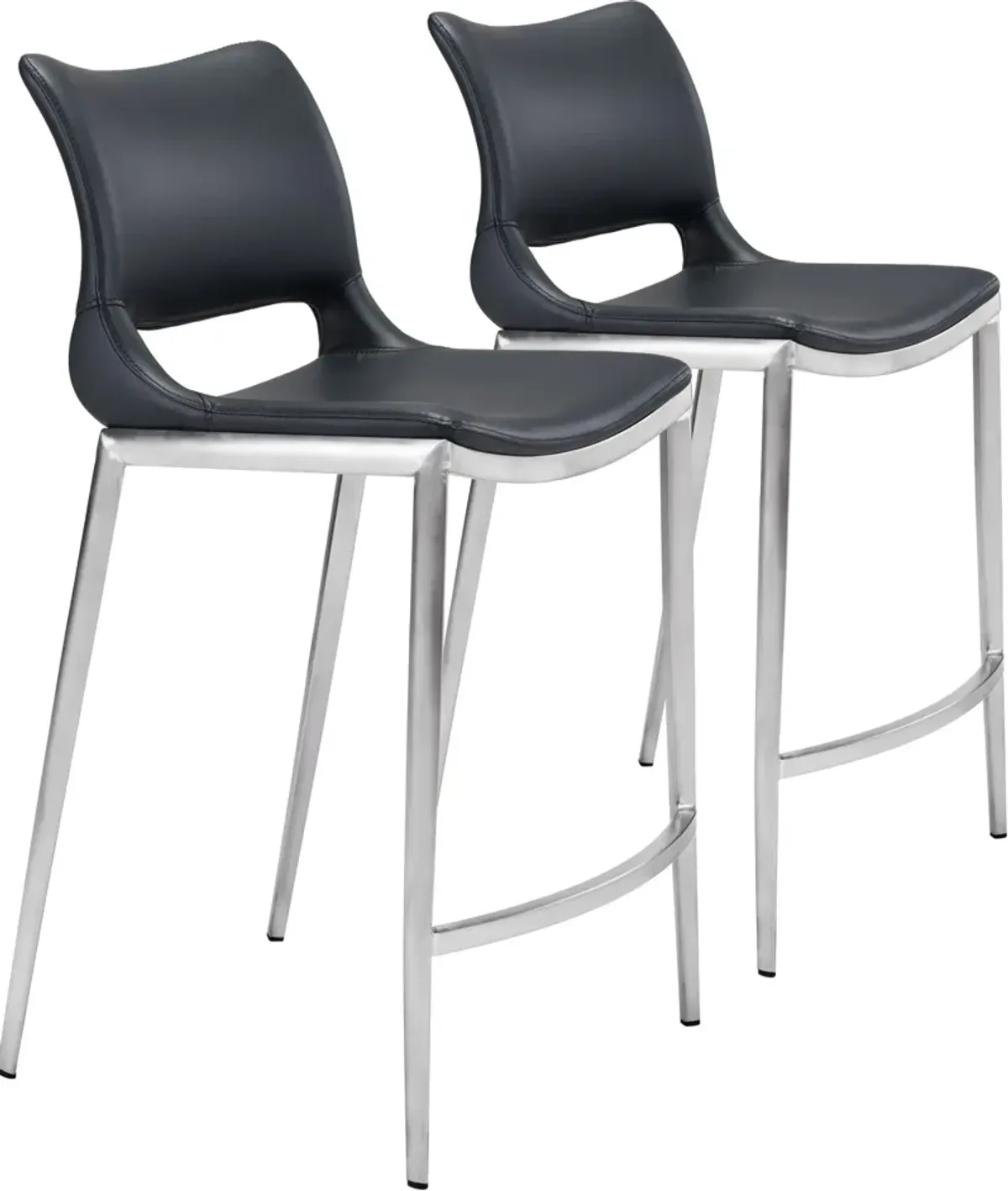 Granger Set of 2 Counter-Height Stools - Black/Silver