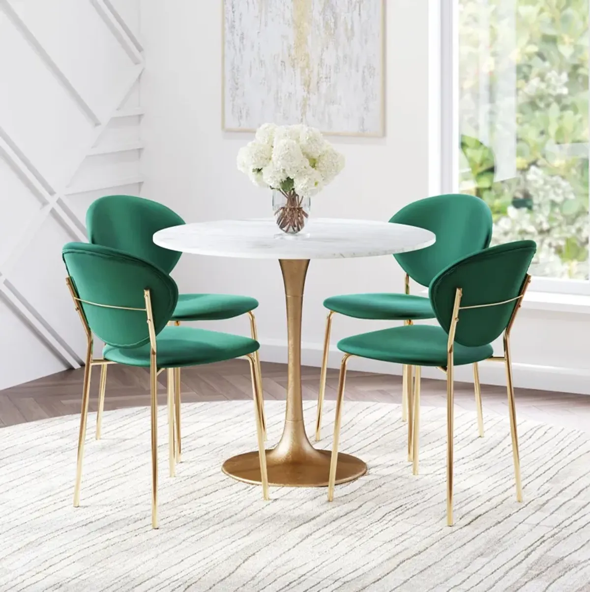 Helix 36" Round Dining Table - White/Gold