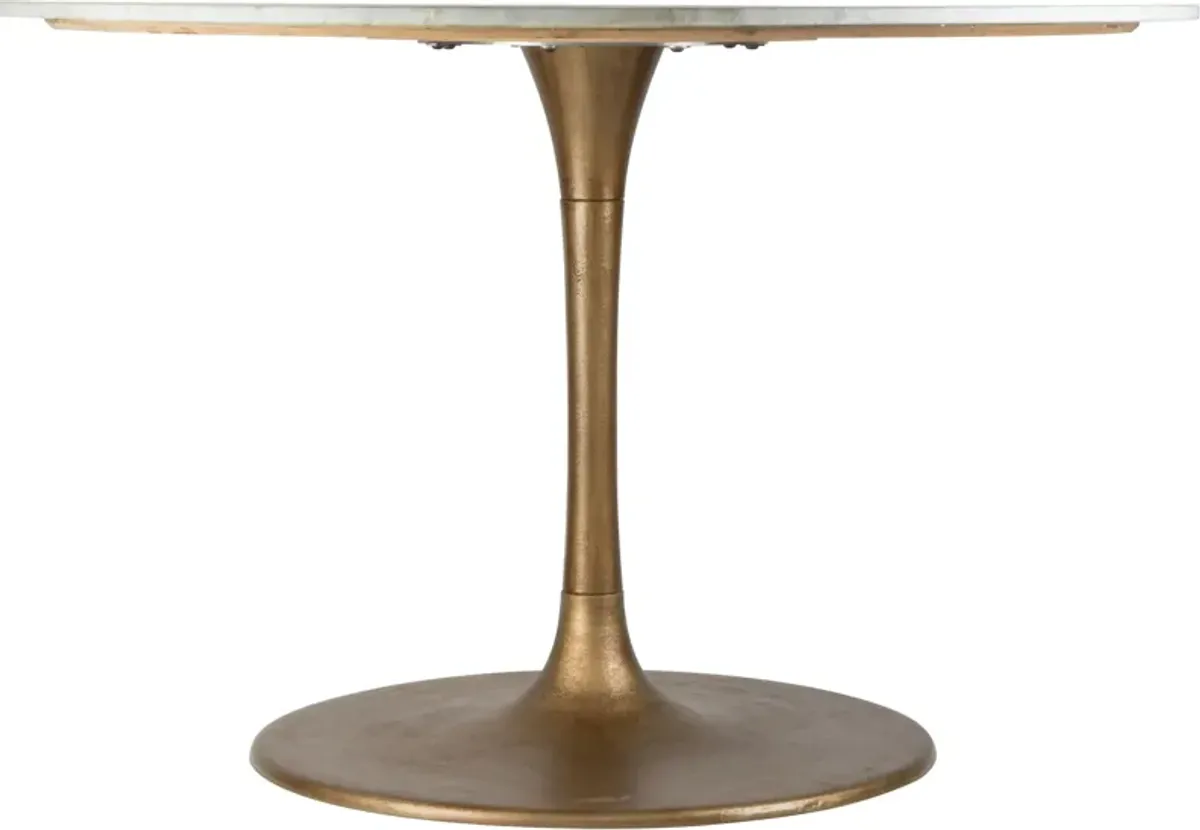 Helix 47" Round Dining Table - White/Gold