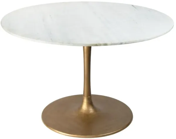 Helix 47" Round Dining Table - White/Gold