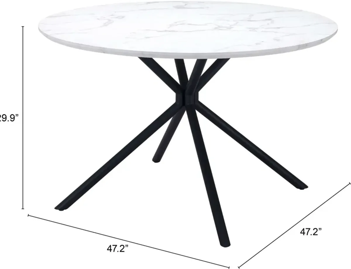 Clemens Round Dining Table - White/Black