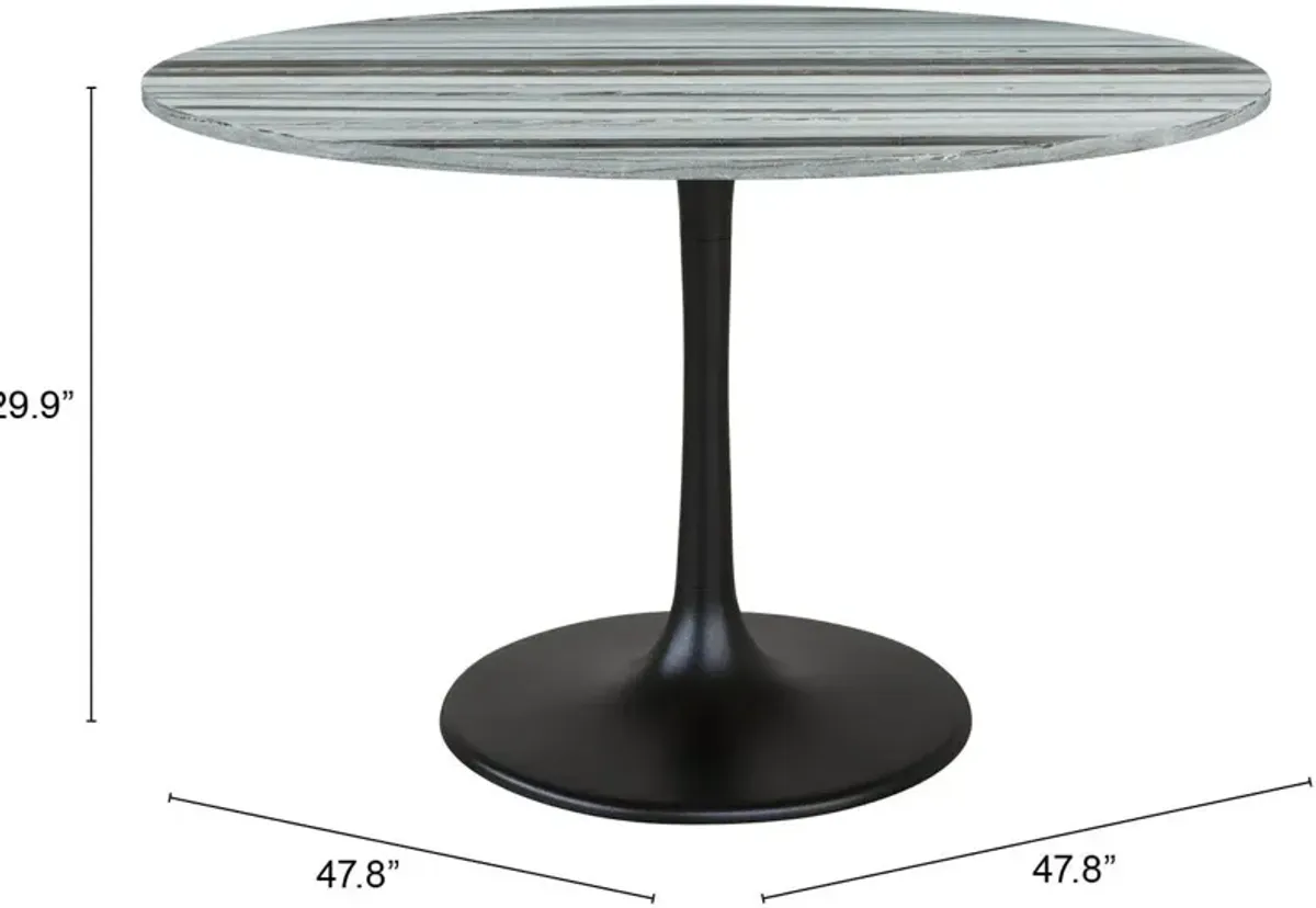 Isabella Round Dining Table - Gray/Black