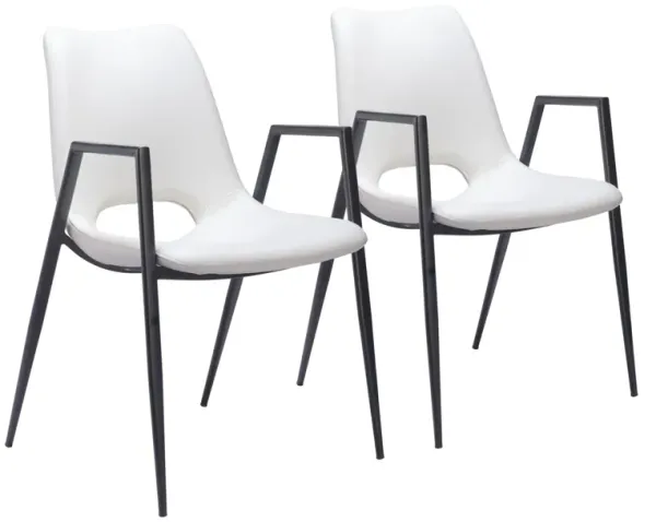 Emerson Set of 2 Dining Chairs - White/Black