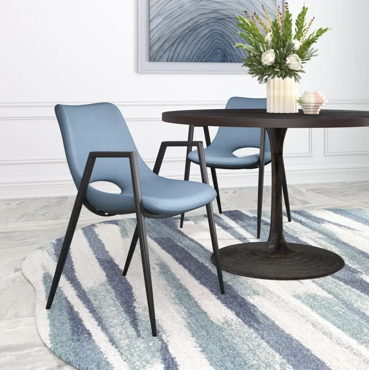 Emerson Set of 2 Dining Chairs - Blue/Black