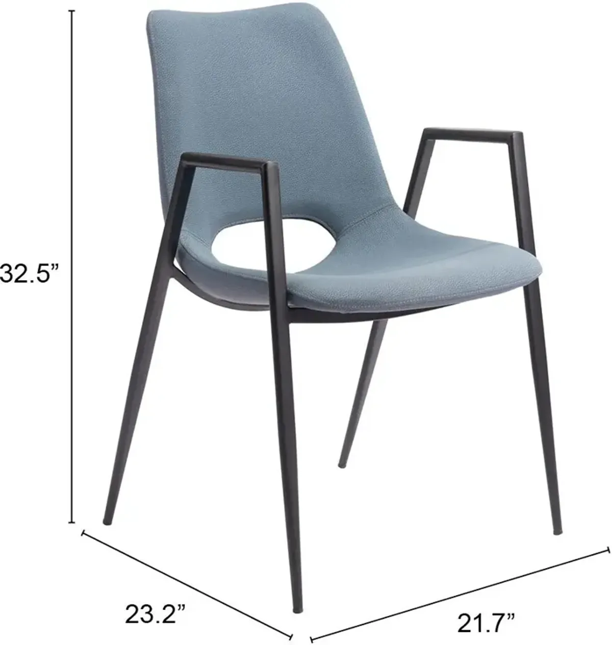 Emerson Set of 2 Dining Chairs - Blue/Black