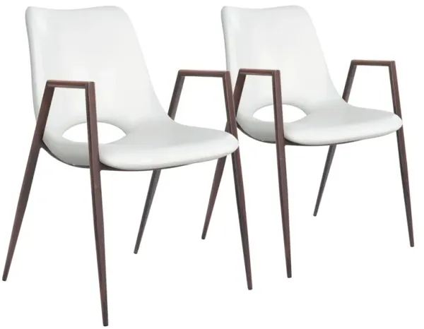Emerson Set of 2 Dining Chairs - White/Walnut