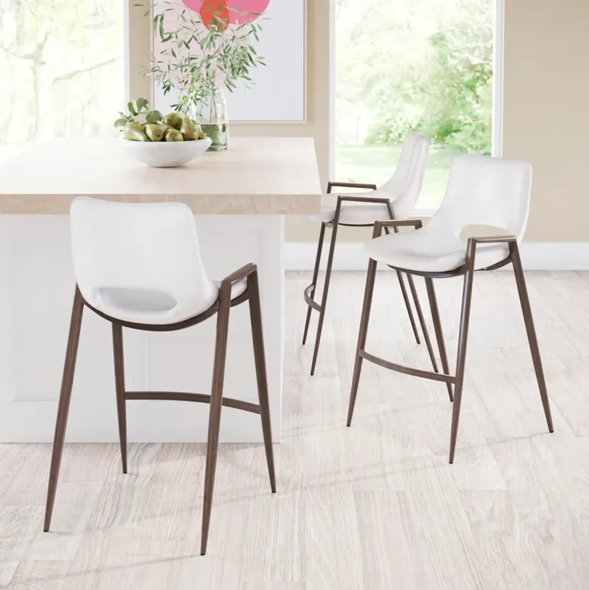 Emerson Set of 2 Counter-Height Stools - White/Walnut