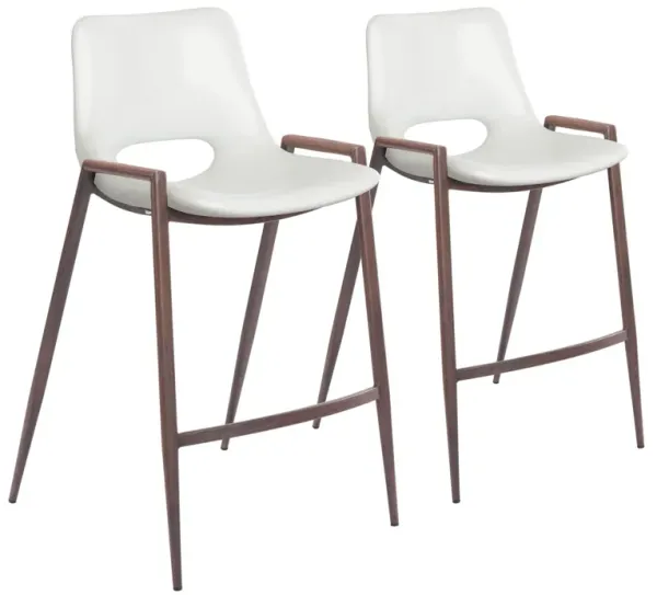 Emerson Set of 2 Counter-Height Stools - White/Walnut