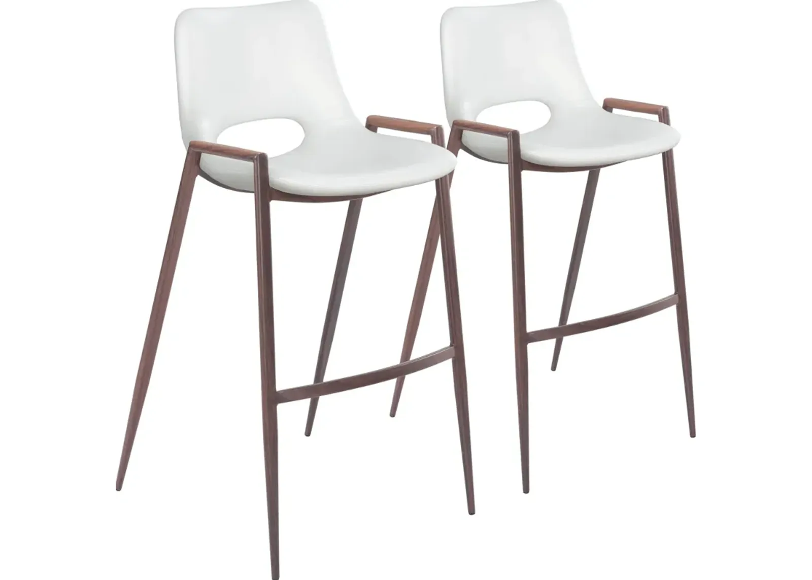 Emerson Set of 2 Bar Stools - White/Walnut