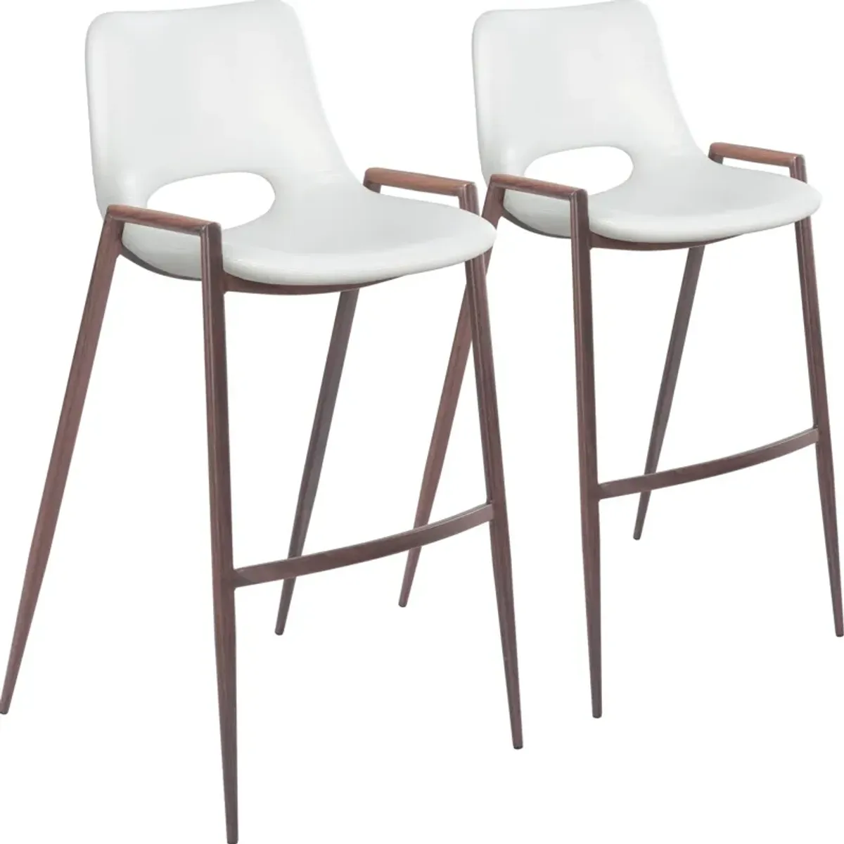 Emerson Set of 2 Bar Stools - White/Walnut