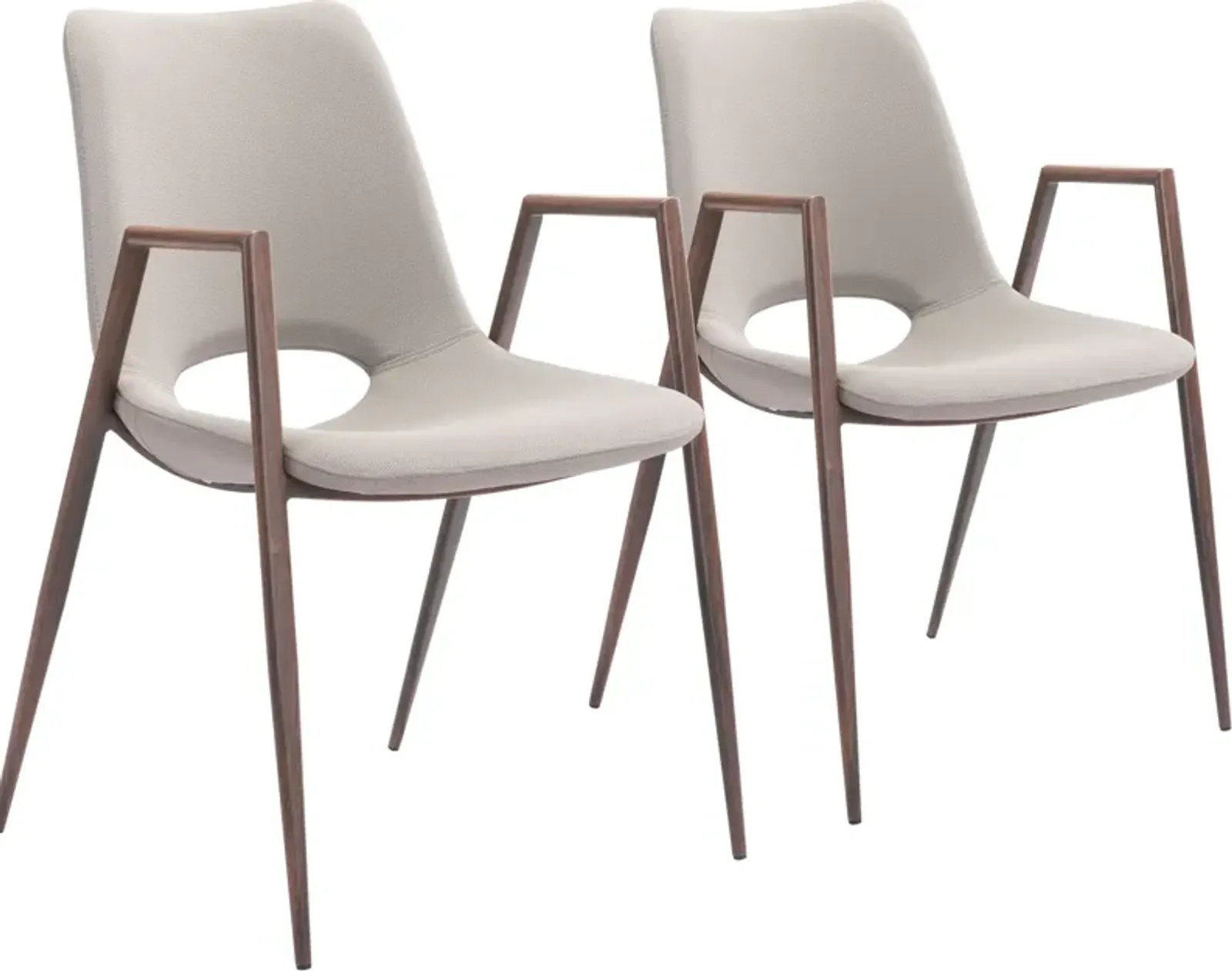 Emerson Set of 2 Dining Chairs - Beige/Walnut