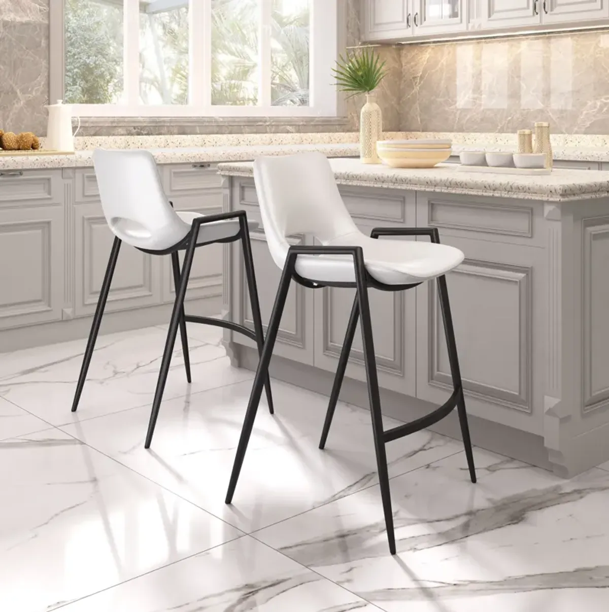 Emerson Set of 2 Counter-Height Stools - White/Black