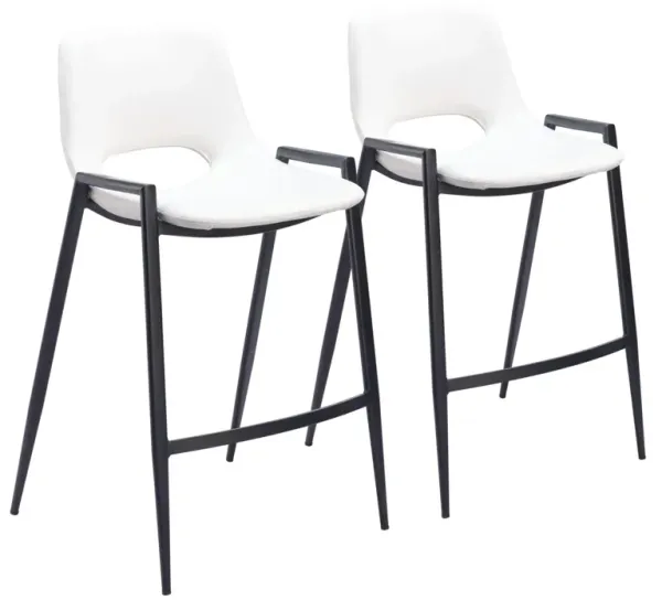 Emerson Set of 2 Counter-Height Stools - White/Black