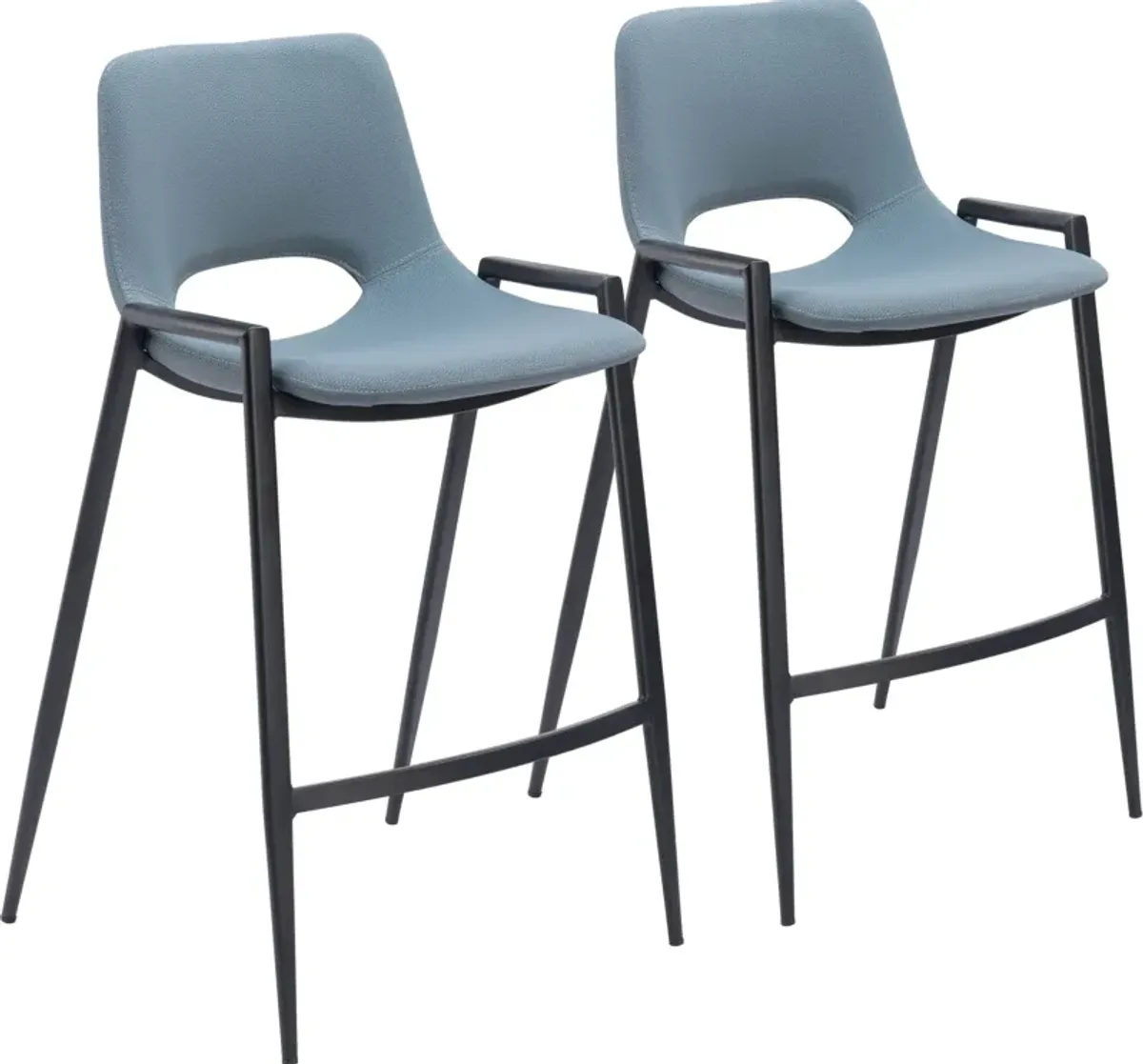 Emerson Set of 2 Counter-Height Stools - Blue/Black