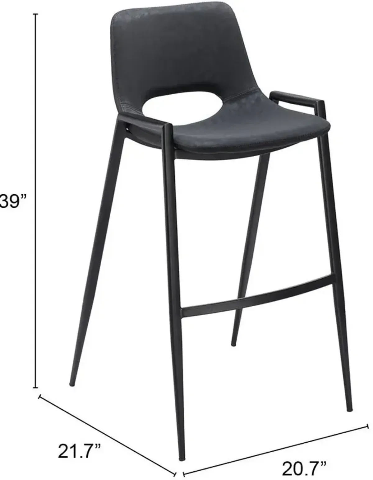 Emerson Set of 2 Bar Stools - Black