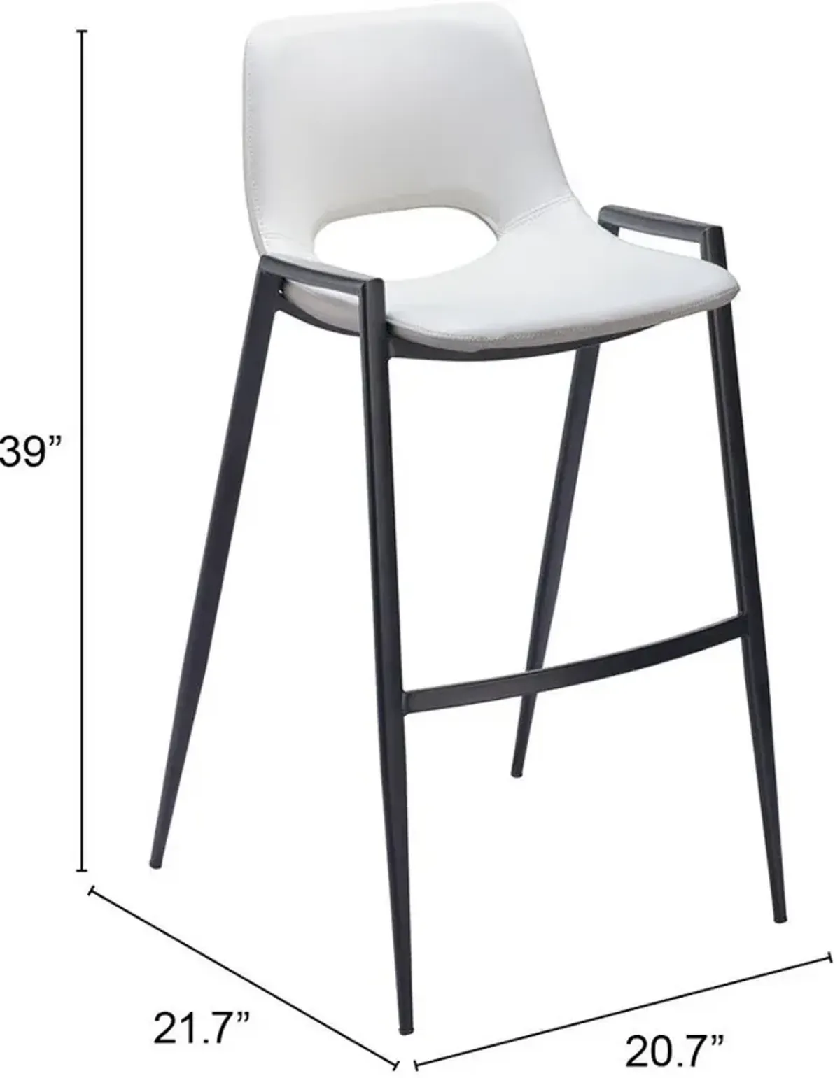 Emerson Set of 2 Bar Stools - White/Black