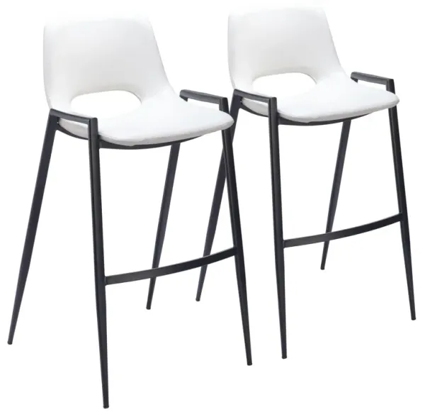 Emerson Set of 2 Bar Stools - White/Black
