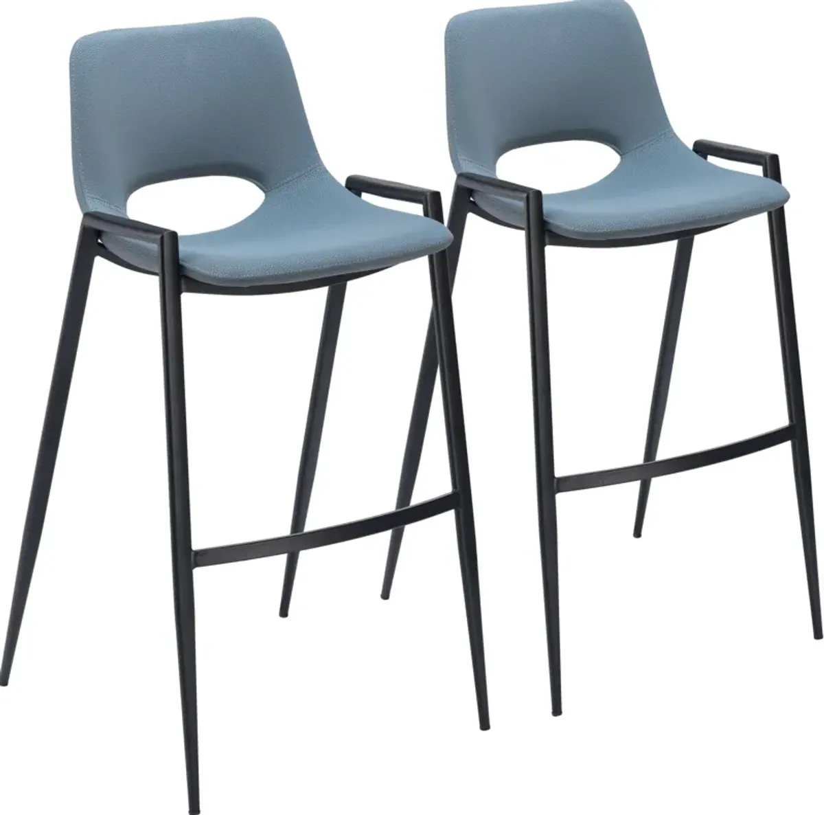 Emerson Set of 2 Bar Stools - Blue/Black