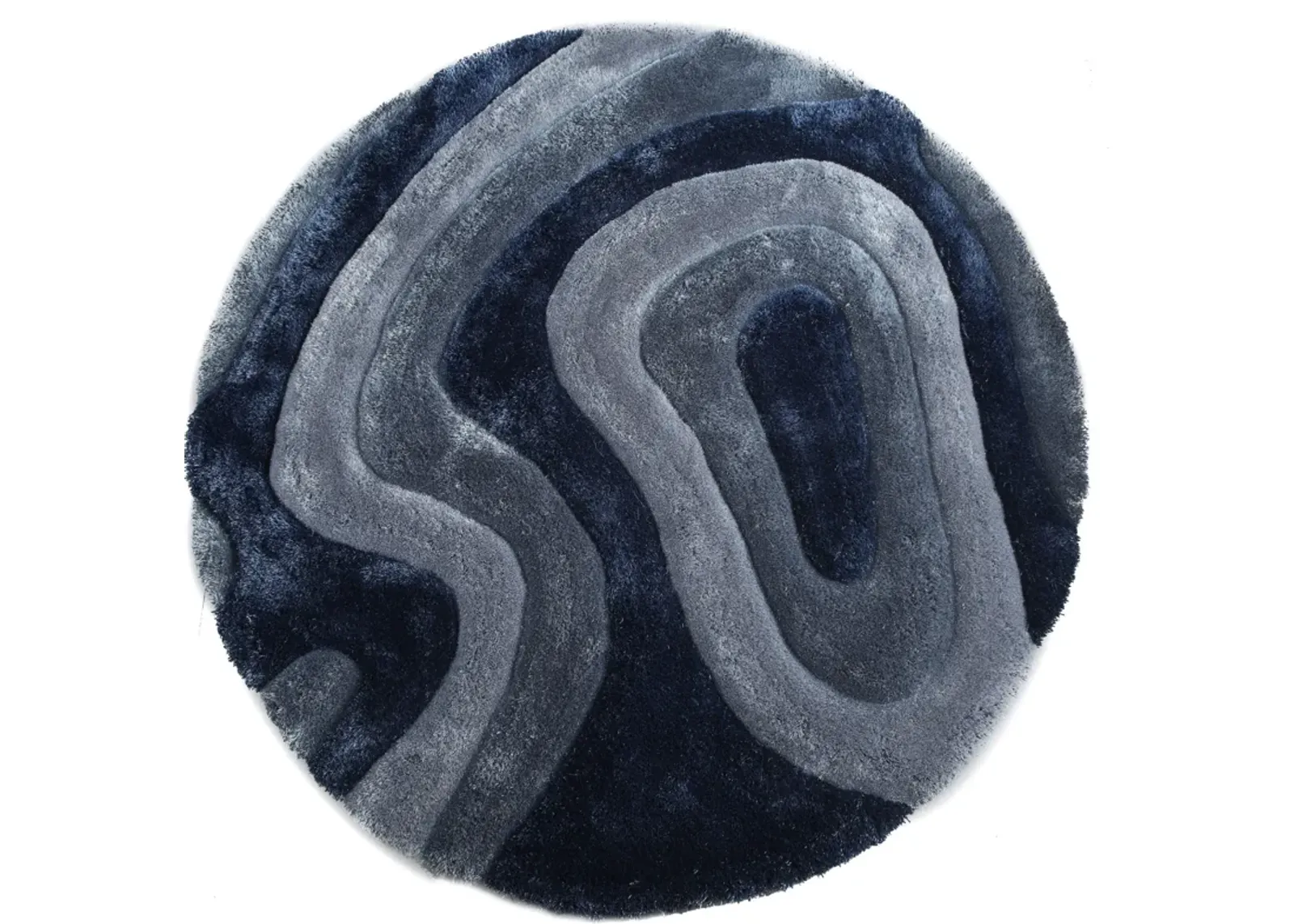 Bayou 7' Round Area Rug - Gray/Light Gray/Blue