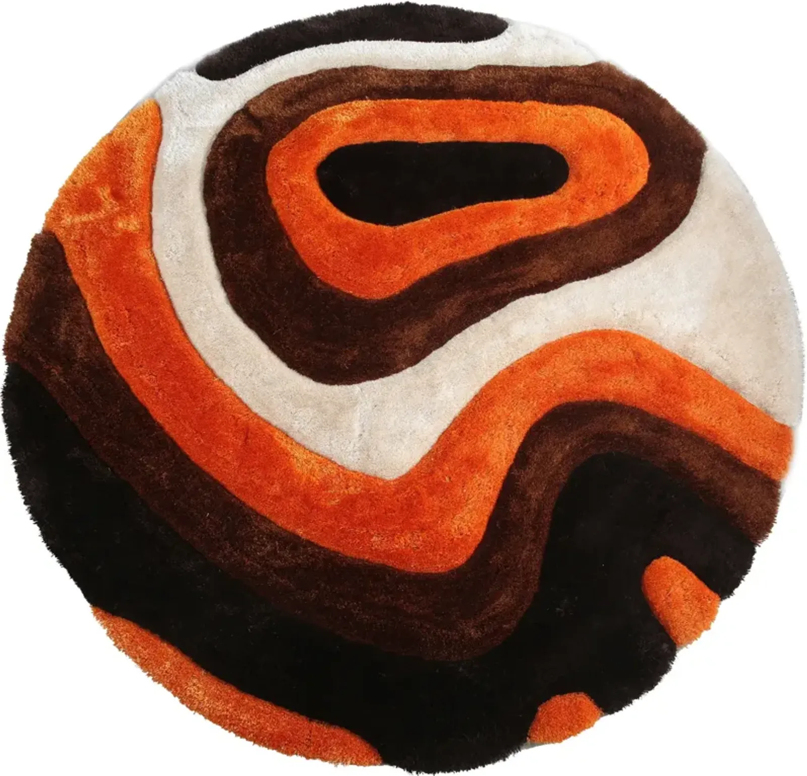 Bayou 7' Round Area Rug - Orange/Brown/Beige