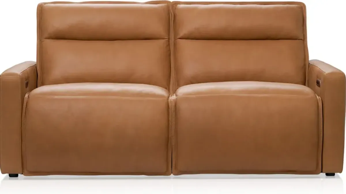 Napa 2-Piece Dual-Power Reclining Sofa - Saddle