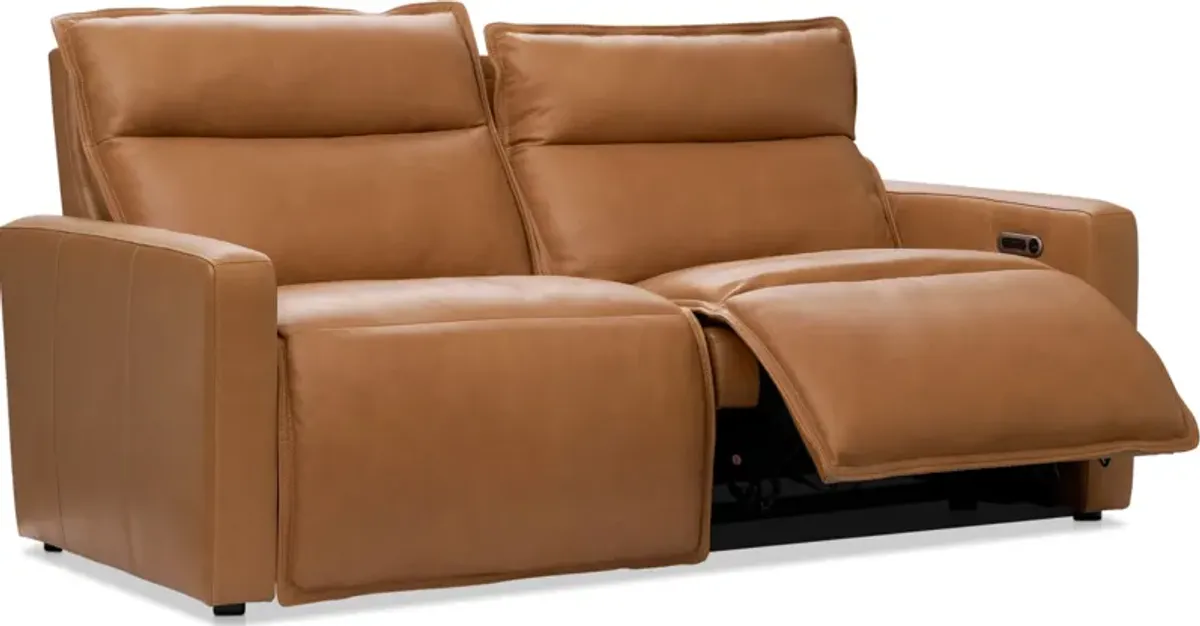 Napa 2-Piece Dual-Power Reclining Sofa - Saddle