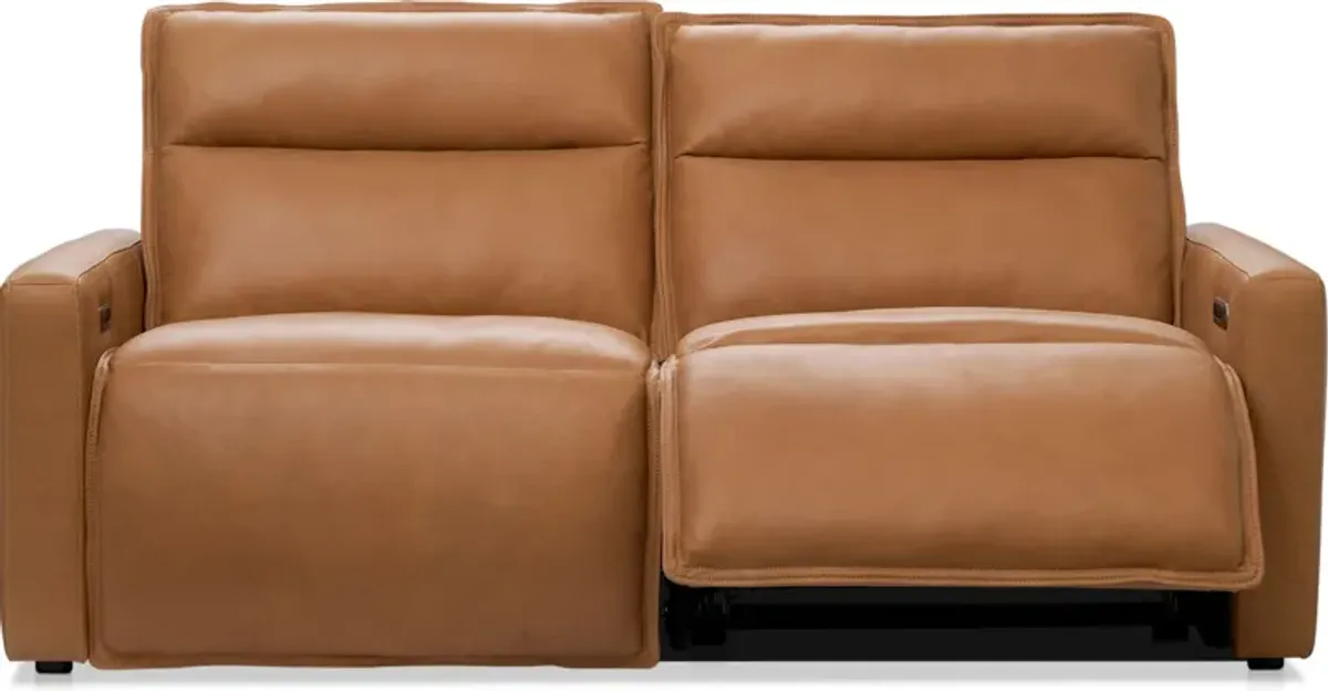 Napa 2-Piece Dual-Power Reclining Sofa - Saddle