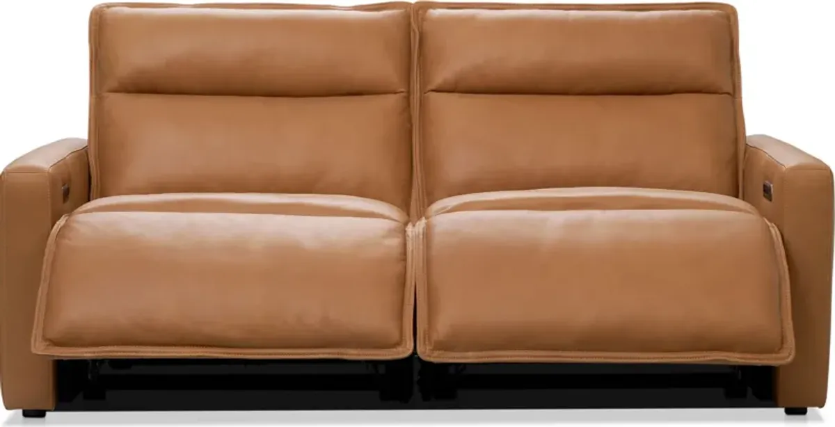 Napa 2-Piece Dual-Power Reclining Sofa - Saddle