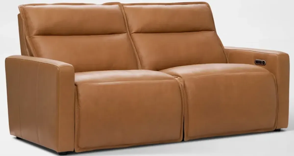 Napa 2-Piece Dual-Power Reclining Sofa - Saddle