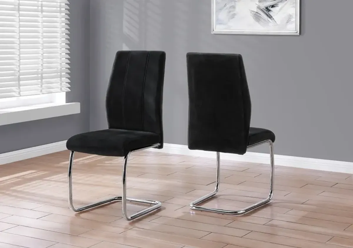 Charley Set of 2 Dining Chairs - Black Velvet/Chrome