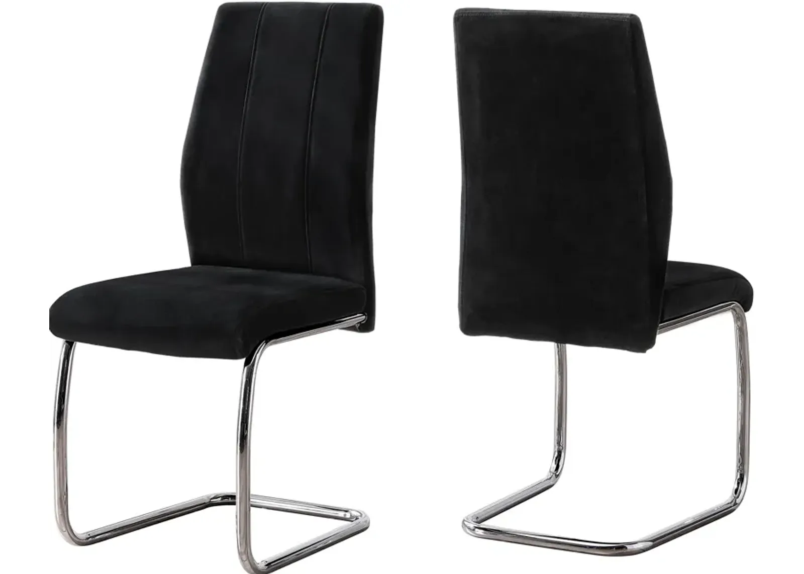 Charley Set of 2 Dining Chairs - Black Velvet/Chrome