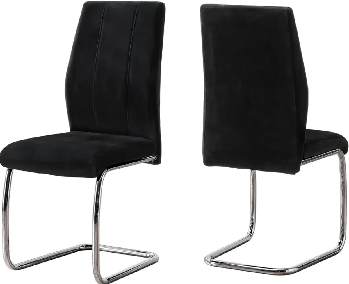 Charley Set of 2 Dining Chairs - Black Velvet/Chrome