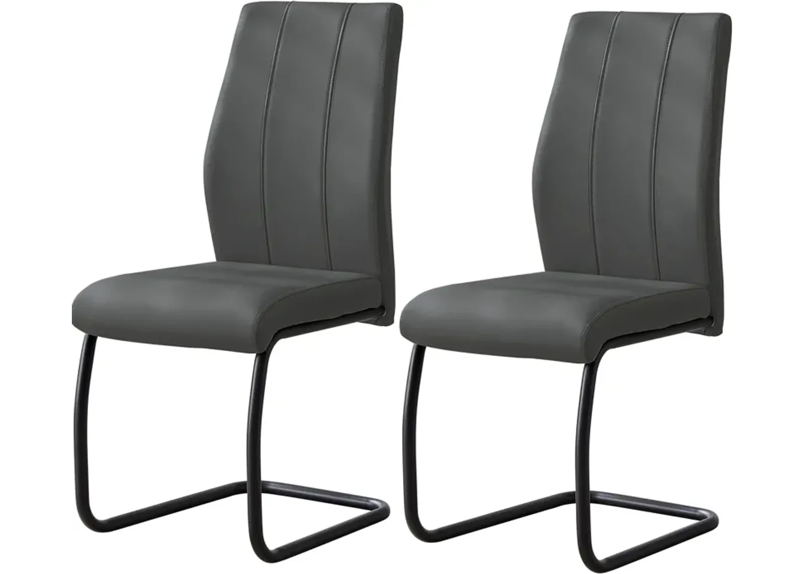 Charley Set of 2 Dining Chairs - Gray Vegan Leather/Black