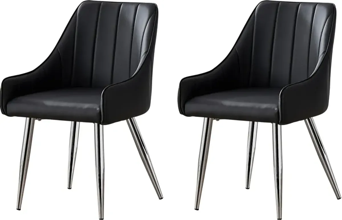 Zia Set of 2 Dining Chairs - Black/Chrome