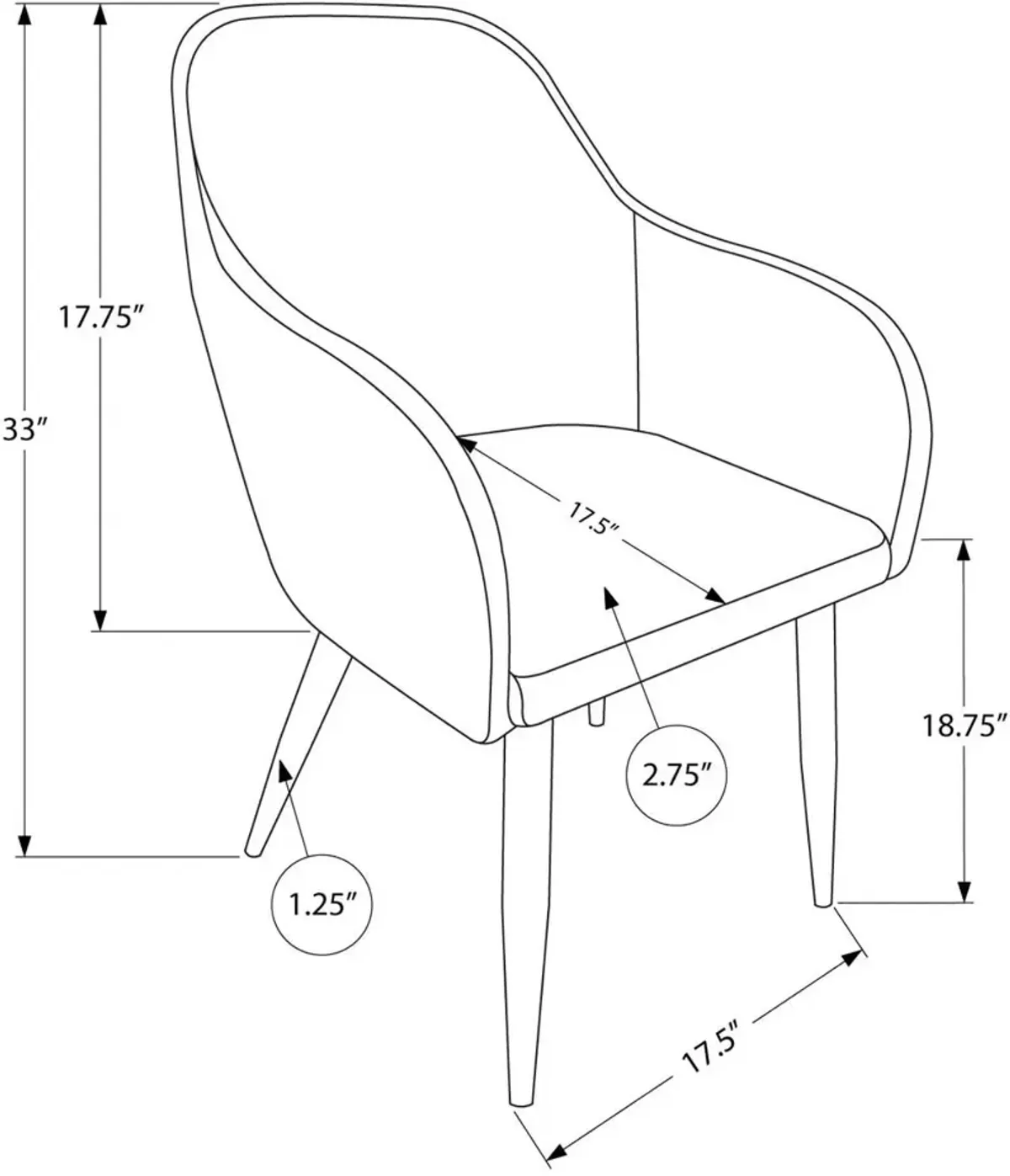 Quentin Set of 2 Dining Chairs - White/Chrome