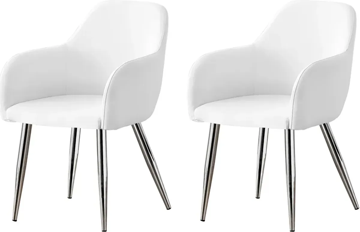 Quentin Set of 2 Dining Chairs - White/Chrome