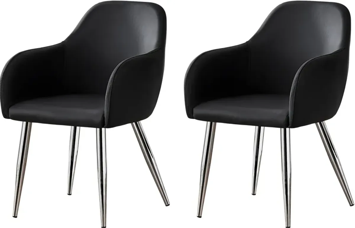 Quentin Set of 2 Dining Chairs - Black/Chrome