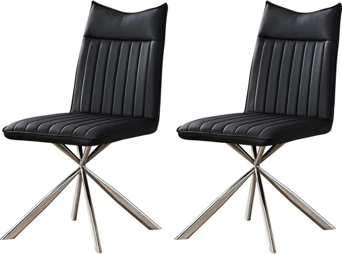 Dex Set of 2 Dining Chairs - Black/Chrome