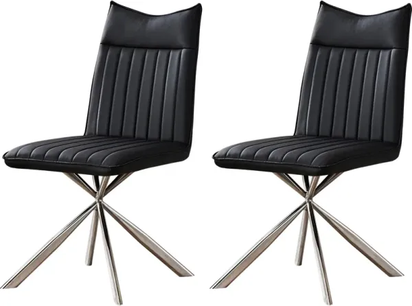 Dex Set of 2 Dining Chairs - Black/Chrome