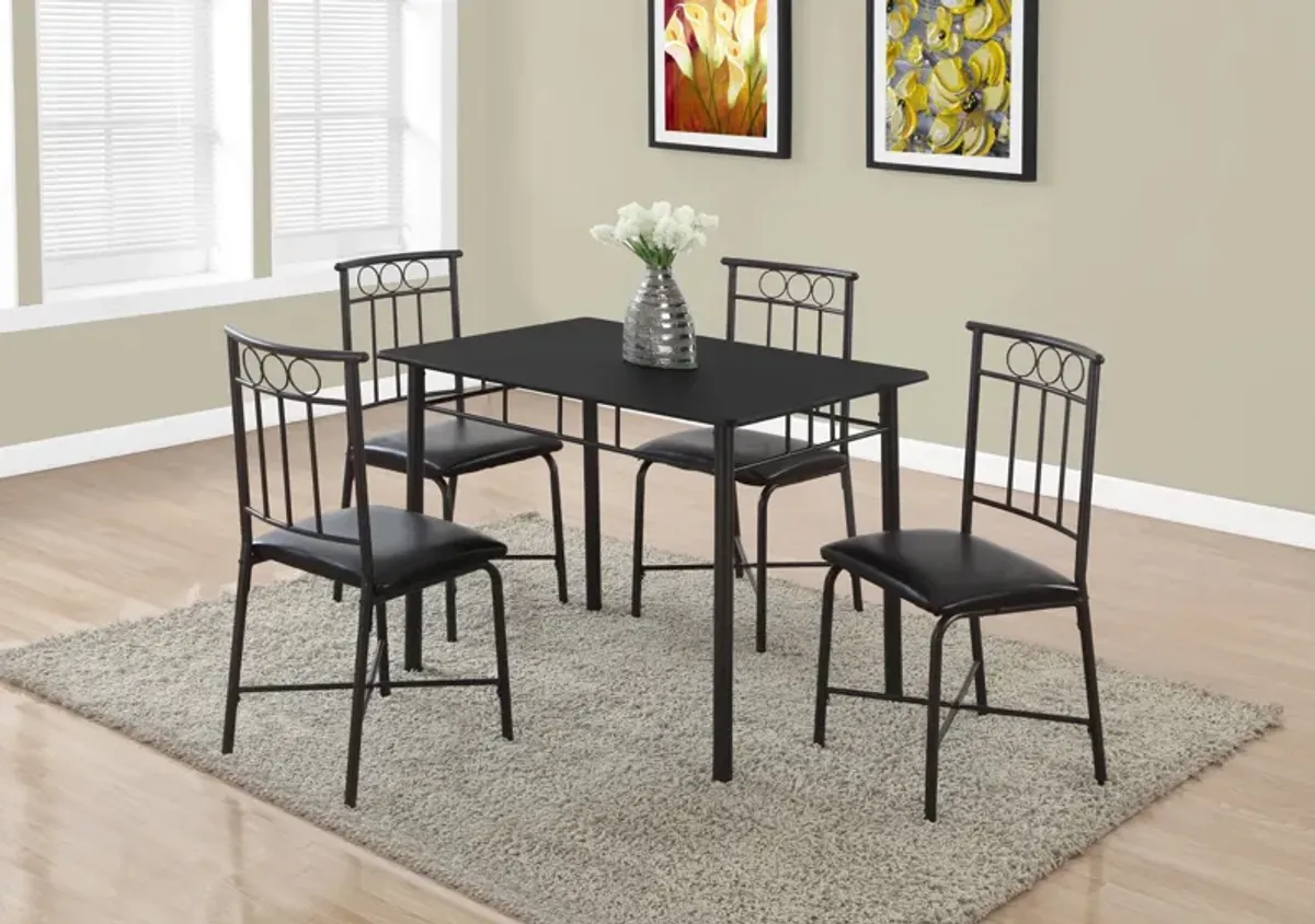 Gideon 40" Dining Table and 4 Dining Chairs - Black