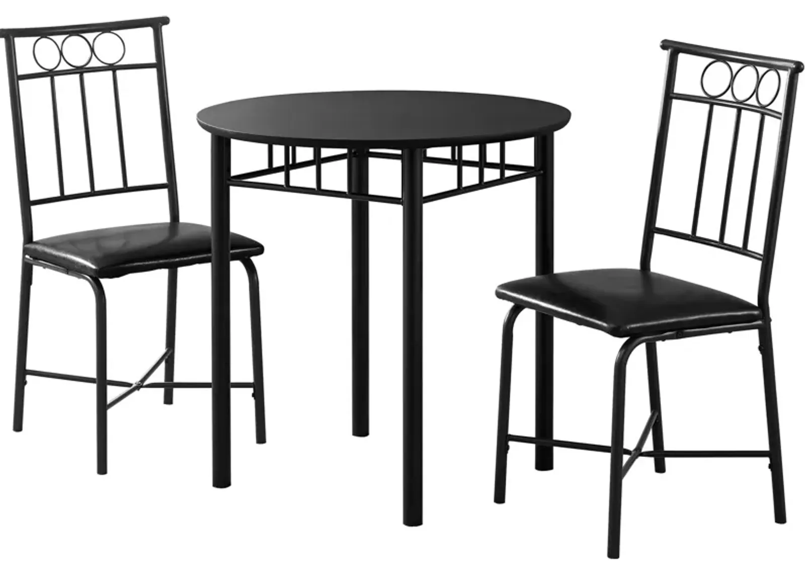 Gideon Round Dining Table and 2 Dining Chairs - Black