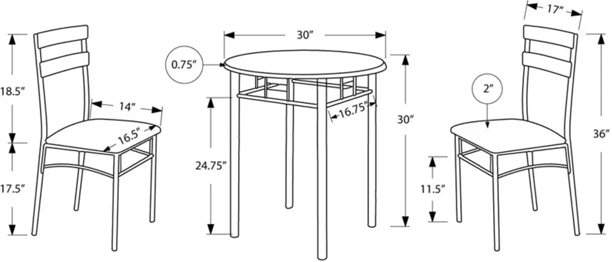 Keegan Round Dining Table and 2 Dining Chairs