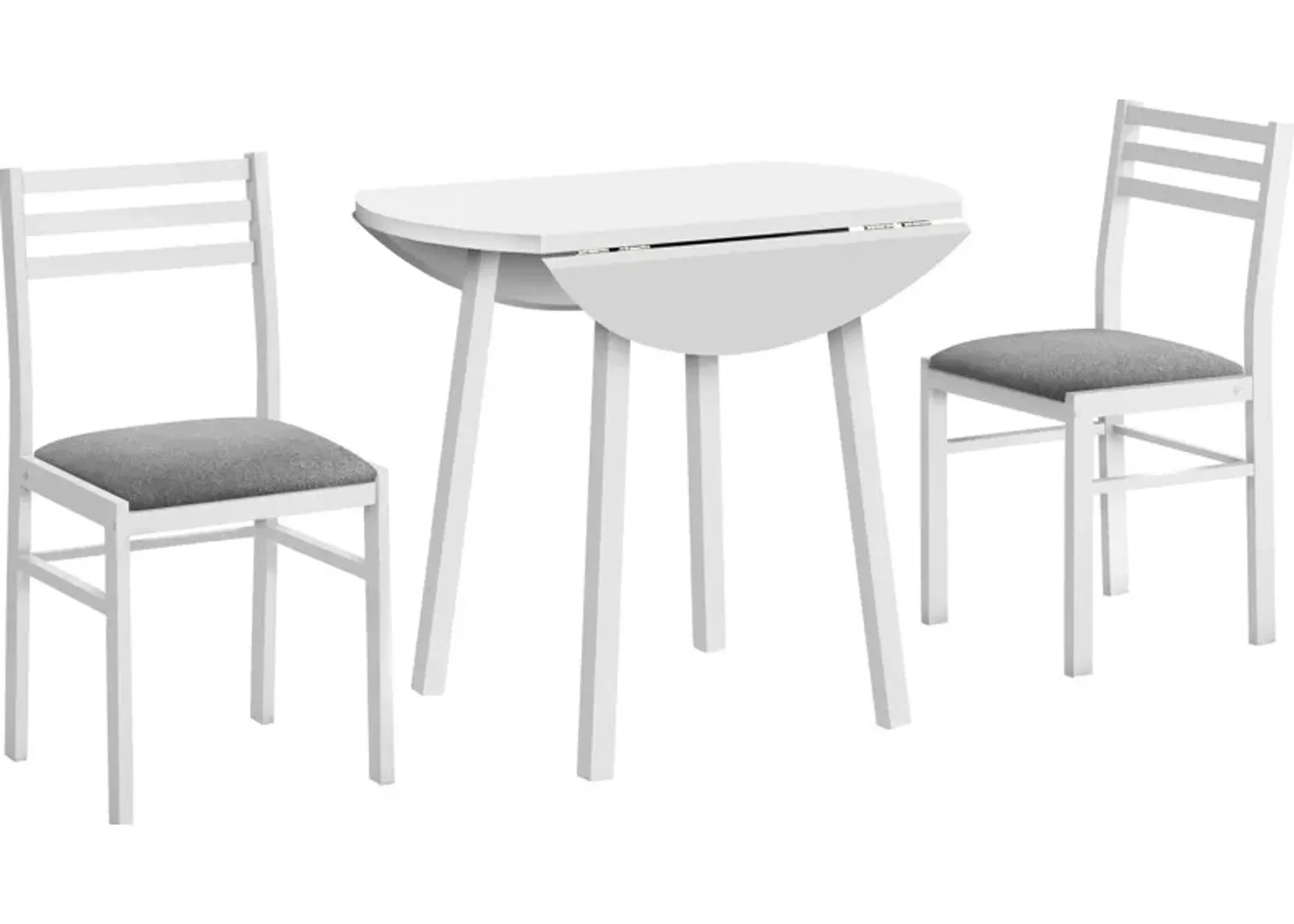 Nannie Extendable Dining Table and 2 Dining Chairs - White/Gray