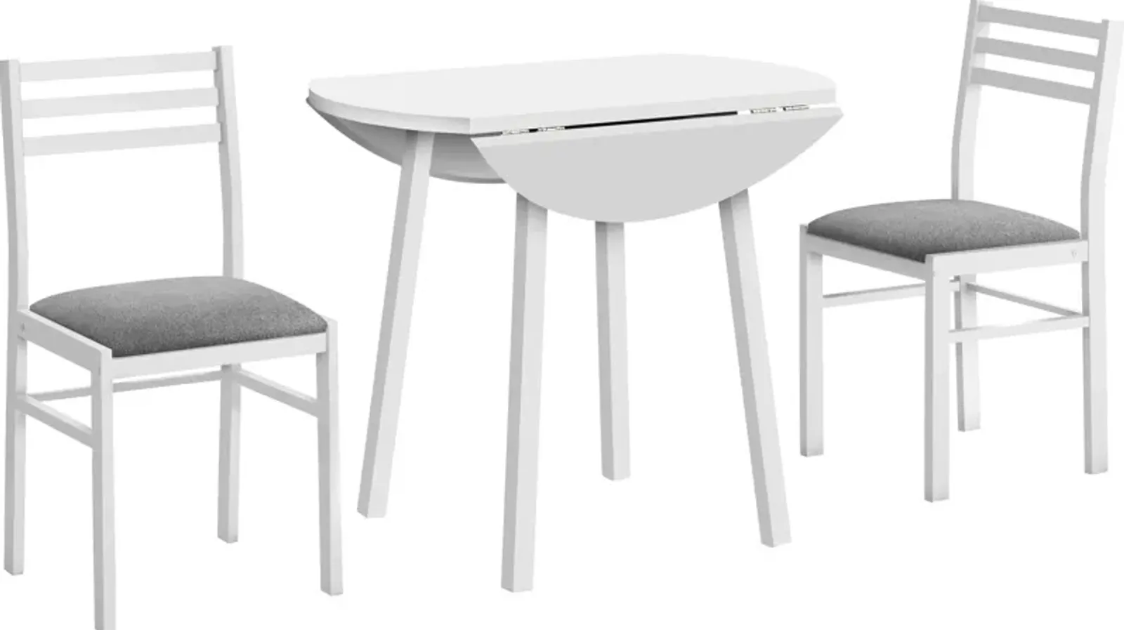 Nannie Extendable Dining Table and 2 Dining Chairs - White/Gray