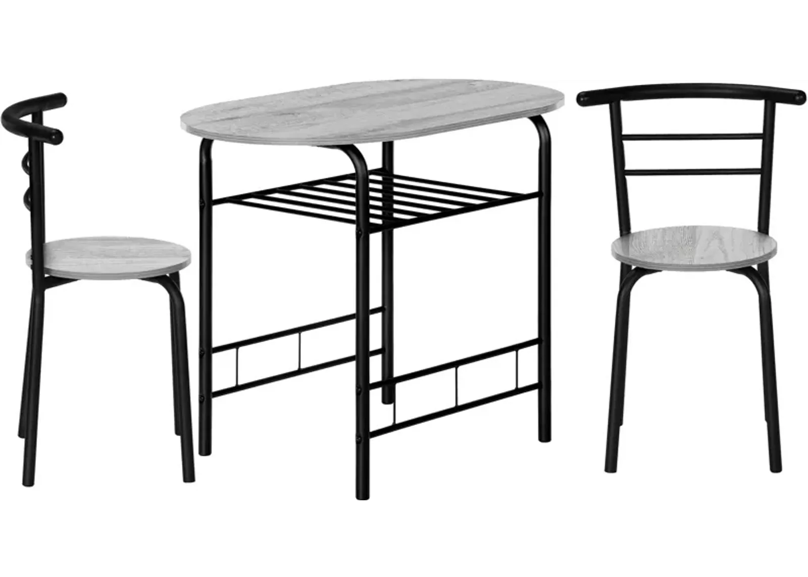 Tinley Dining Table and 2 Dining Chairs - Gray/Black