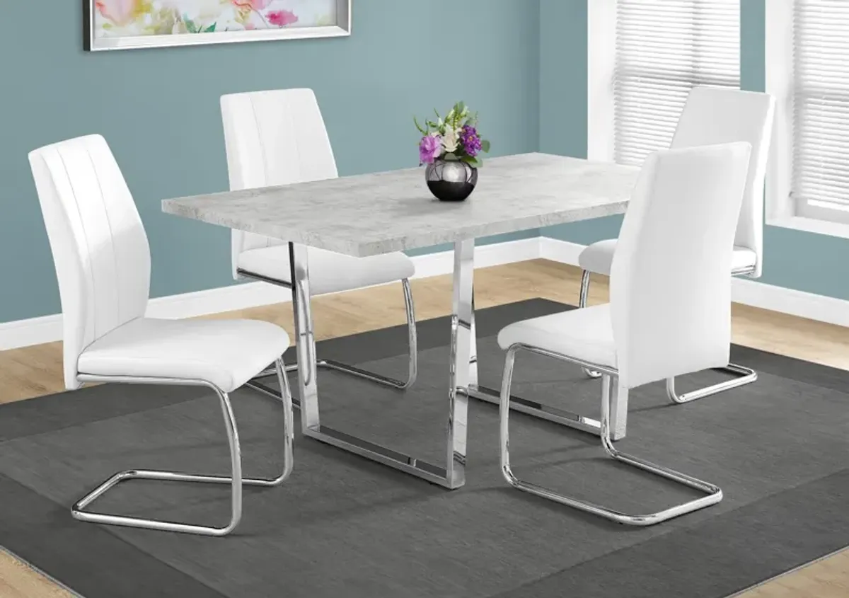 Amory Dining Table - Light Gray/Chrome